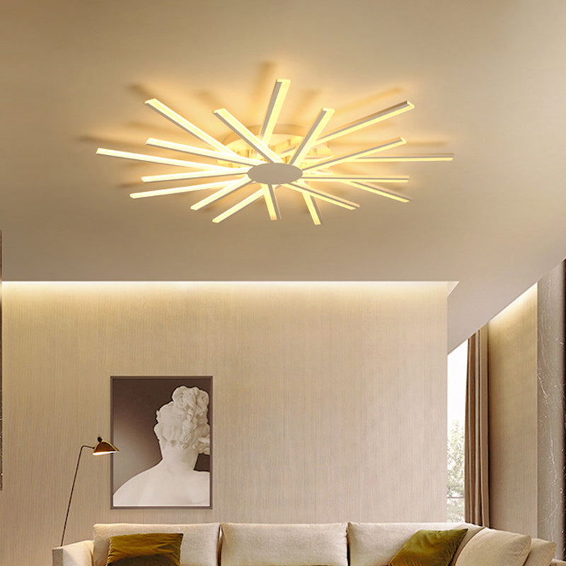 31.5’/39’ Led Living Room Ceiling Light White Semi Flush Fixture With Spiral Acrylic Shade In