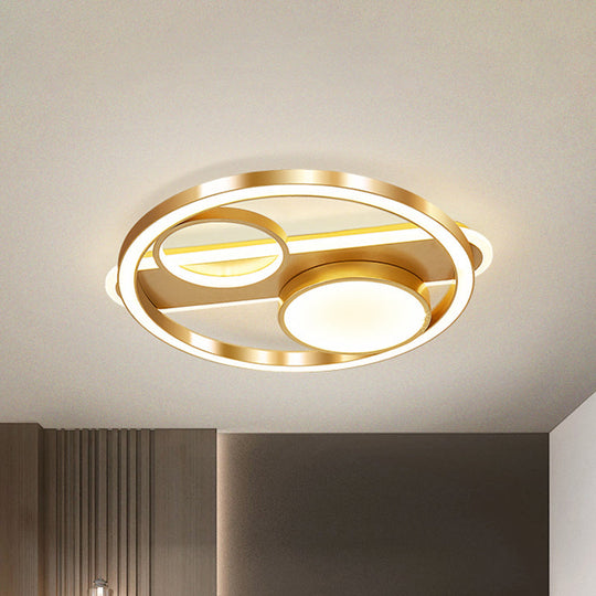 Gold Round Nordic Led Ceiling Light - 18’/23.5’ Warm/White Living Room
