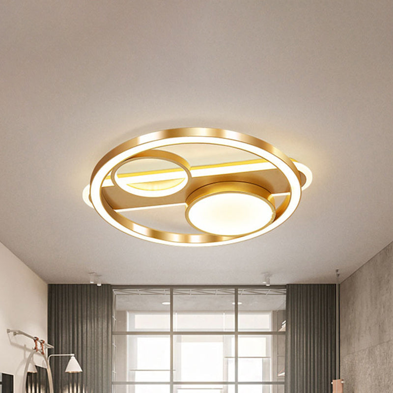Gold Round Nordic Led Ceiling Light - 18’/23.5’ Warm/White Living Room
