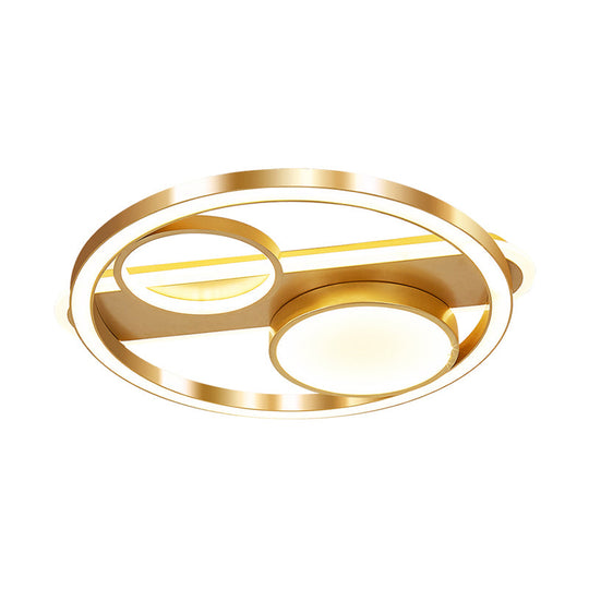 Gold Round Nordic Led Ceiling Light - 18’/23.5’ Warm/White Living Room