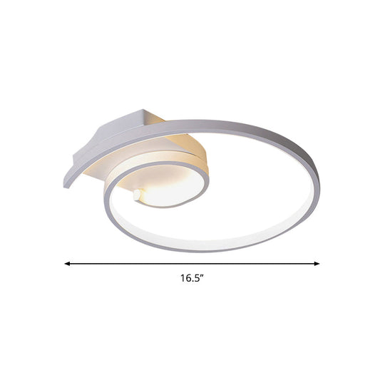 Ultra-Slim Curled Metal Led Flush Mount Ceiling Light - 16.5’’/20.5’’ Width Modern Style