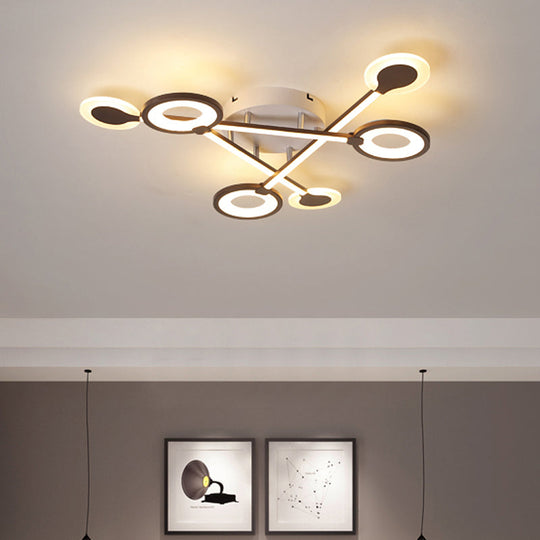 31.5’/39’ Crossed Ceiling Lighting: Modern Acrylic Led Black Flush Lamp (Warm/White Light) /