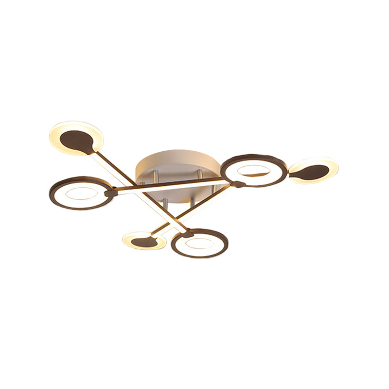 31.5’/39’ Crossed Ceiling Lighting: Modern Acrylic Led Black Flush Lamp (Warm/White Light)