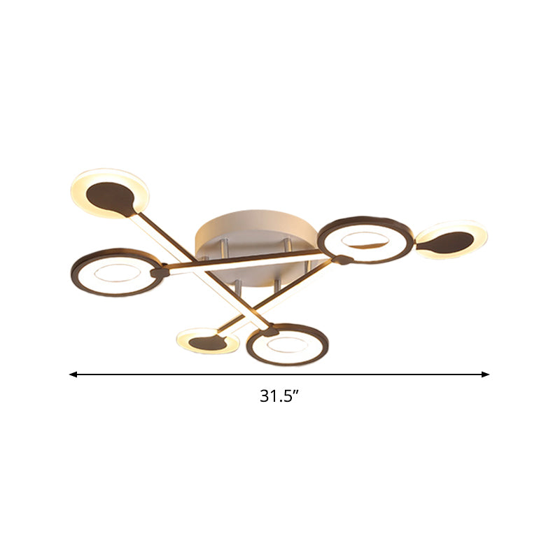 31.5’/39’ Crossed Ceiling Lighting: Modern Acrylic Led Black Flush Lamp (Warm/White Light)