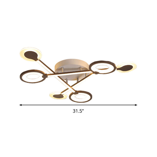 31.5’/39’ Crossed Ceiling Lighting: Modern Acrylic Led Black Flush Lamp (Warm/White Light)