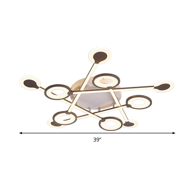 31.5’/39’ Crossed Ceiling Lighting: Modern Acrylic Led Black Flush Lamp (Warm/White Light)