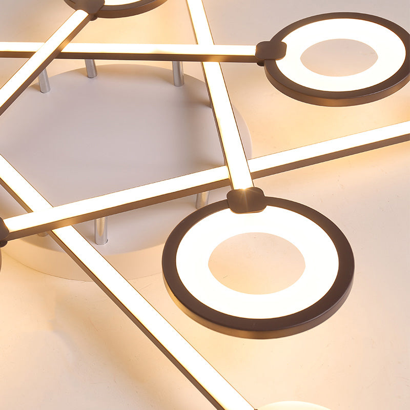 31.5’/39’ Crossed Ceiling Lighting: Modern Acrylic Led Black Flush Lamp (Warm/White Light)