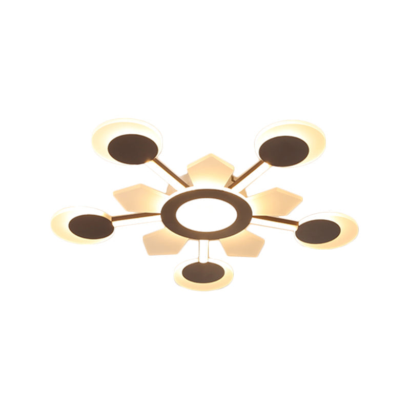25’/31.5’ W Coffee Floral Flush Led Ceiling Light - Modernist Acrylic Flushmount Super Thin
