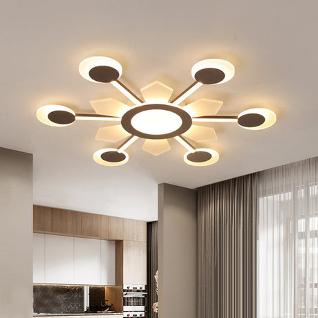 25/31.5 W Coffee Floral Flush Led Ceiling Light - Modernist Acrylic Flushmount Super Thin Design