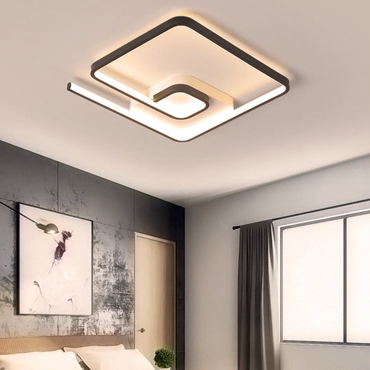 Nordic Squared Flush Lighting Slim Acrylic Led Ceiling Mount - 16.5/20.5 W White/Black Warm/White