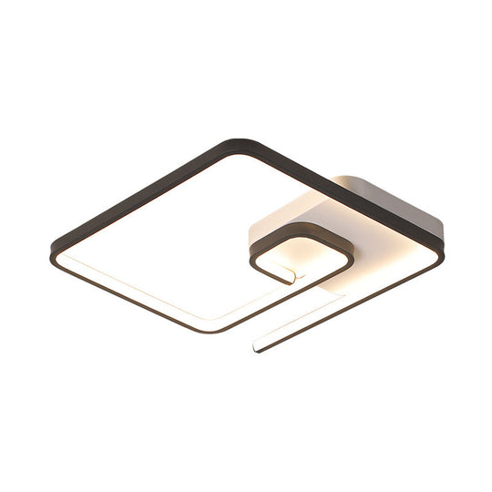 Nordic Squared Flush Lighting Slim Acrylic Led Ceiling Mount - 16.5’/20.5’ W White/Black