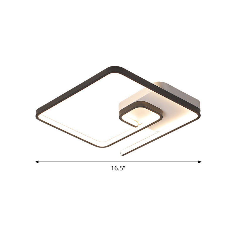 Nordic Squared Flush Lighting Slim Acrylic Led Ceiling Mount - 16.5’/20.5’ W White/Black