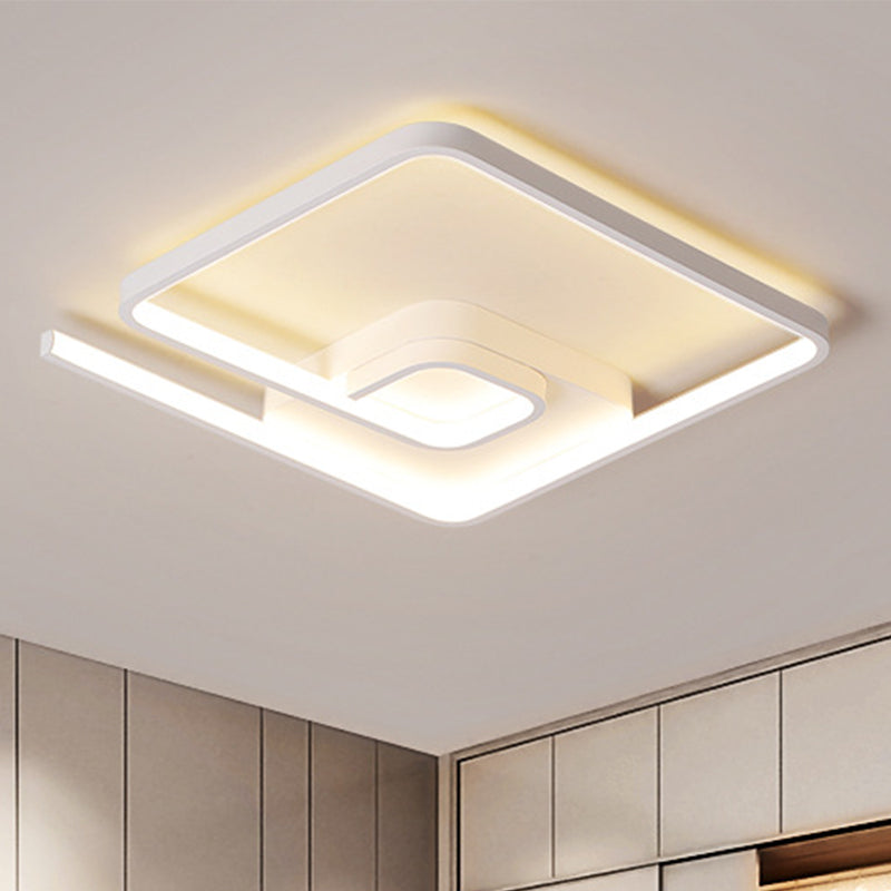 Nordic Squared Flush Lighting Slim Acrylic Led Ceiling Mount - 16.5/20.5 W White/Black Warm/White