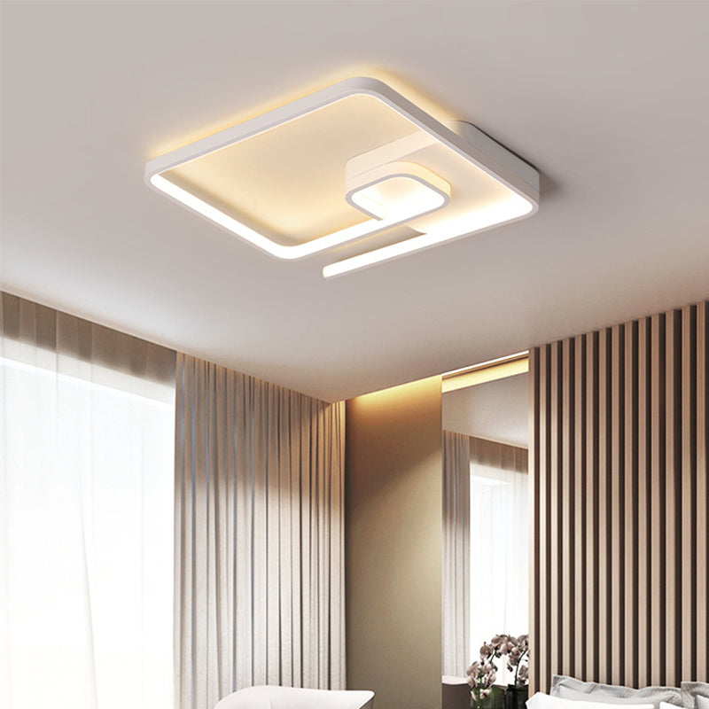 Nordic Squared Flush Lighting Slim Acrylic Led Ceiling Mount - 16.5/20.5 W White/Black Warm/White