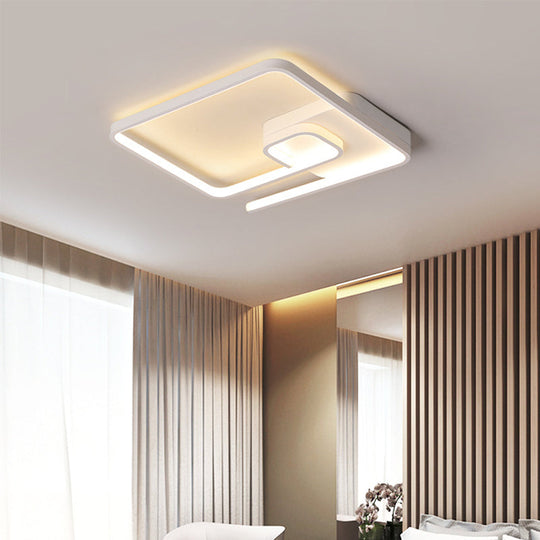 Nordic Squared Flush Lighting Slim Acrylic Led Ceiling Mount - 16.5/20.5 W White/Black Warm/White