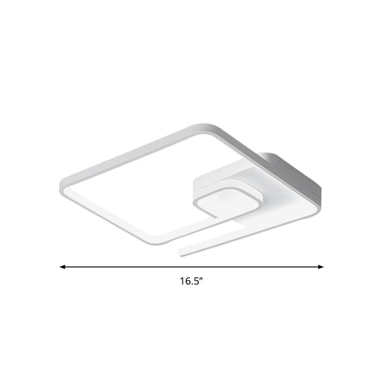 Nordic Squared Flush Lighting Slim Acrylic Led Ceiling Mount - 16.5/20.5 W White/Black Warm/White