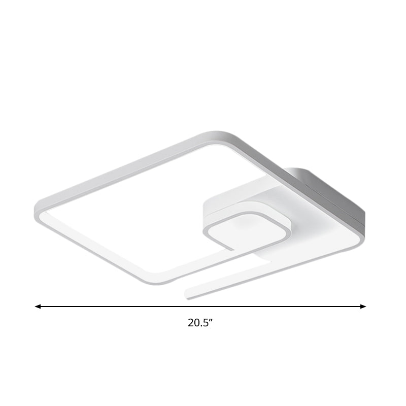 Nordic Squared Flush Lighting Slim Acrylic Led Ceiling Mount - 16.5/20.5 W White/Black Warm/White