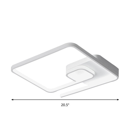 Nordic Squared Flush Lighting Slim Acrylic Led Ceiling Mount - 16.5/20.5 W White/Black Warm/White