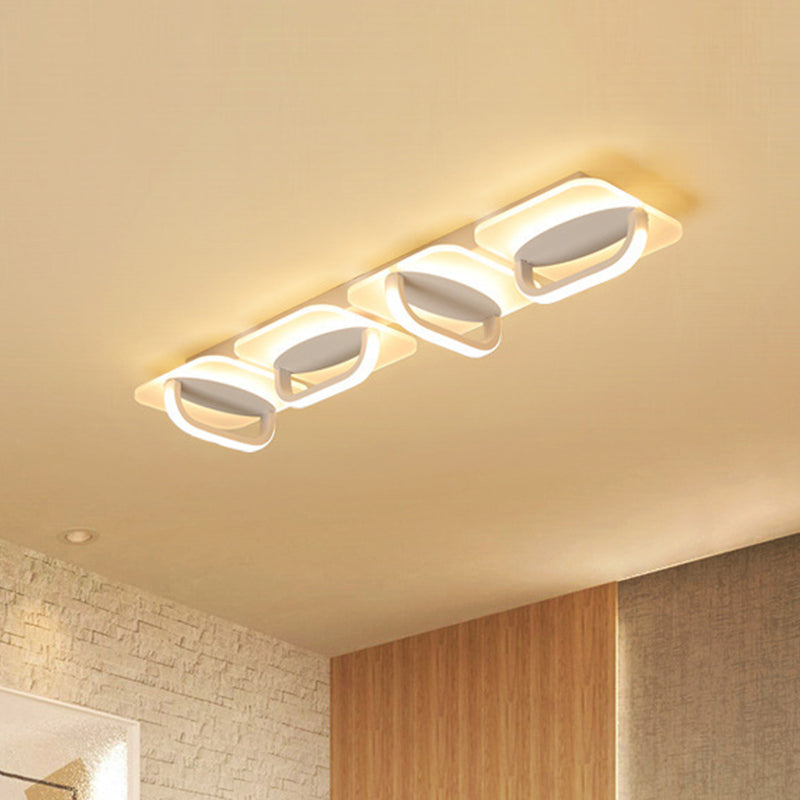 Modern Style Led Linear Ceiling Light Flushmount Design In Warm/White 31.5’/39’ W - White Acrylic