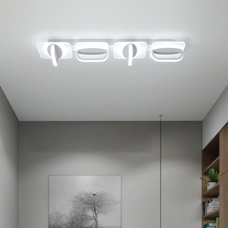Modern Style Led Linear Ceiling Light Flushmount Design In Warm/White 31.5’/39’ W - White