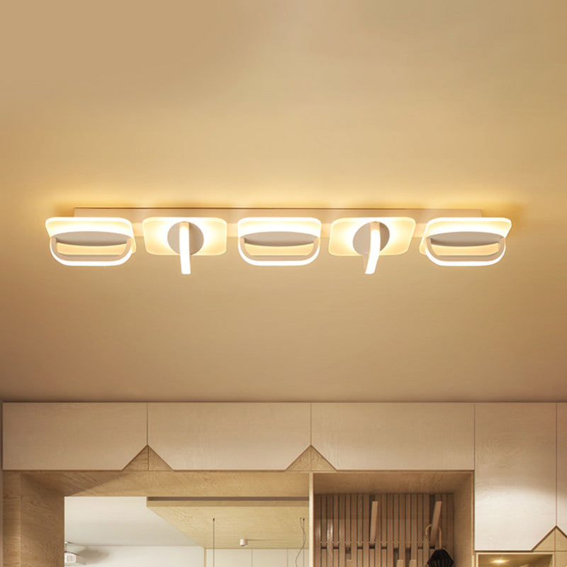Modern Style Led Linear Ceiling Light Flushmount Design In Warm/White 31.5’/39’ W - White