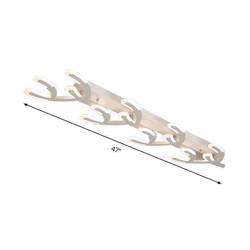 White Acrylic Led Coral Flush Mount Lamp - Minimalist 4/5 - Head Ceiling Lighting For Living Room