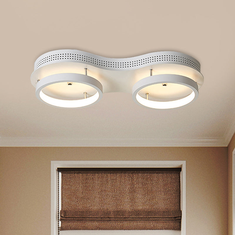 Modern Dual Round Led Ceiling Lamp - Minimal White Acrylic Flush Mount Light Fixture In Warm/White