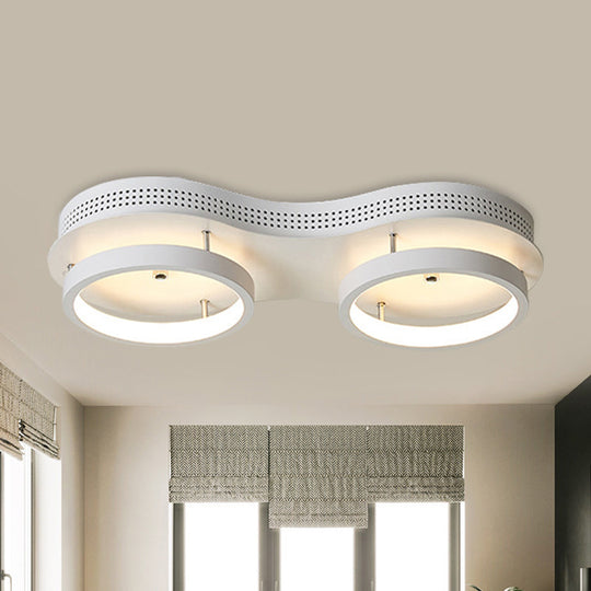 Modern Dual Round Led Ceiling Lamp - Minimal White Acrylic Flush Mount Light Fixture In Warm/White