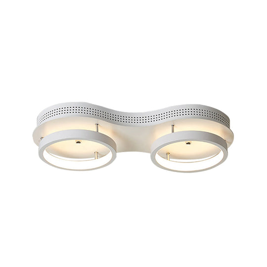 Modern Dual Round Led Ceiling Lamp - Minimal White Acrylic Flush Mount Light Fixture In Warm/White