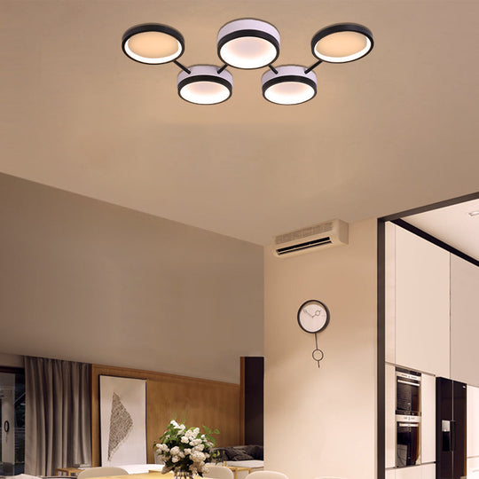 Nordic Acrylic Led Flush Light: Black Molecular Design 4/5 Light Options Warm/White Ideal For