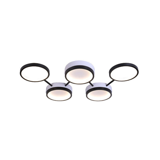 Nordic Acrylic Led Flush Light: Black Molecular Design 4/5 Light Options Warm/White Ideal For