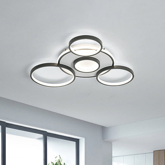 Modern 4/5 - Halo Ring Black Led Flush Mount Light Fixture Warm/White 27.5’/33.5’W / 27.5’ White