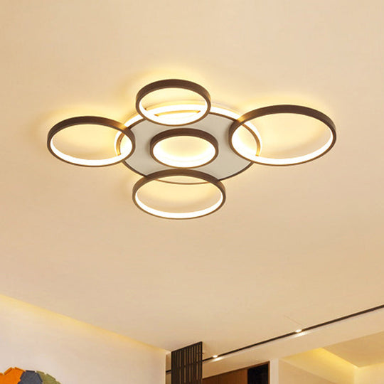 Modern 4/5 - Halo Ring Black Led Flush Mount Light Fixture Warm/White 27.5’/33.5’W / 33.5’ Warm