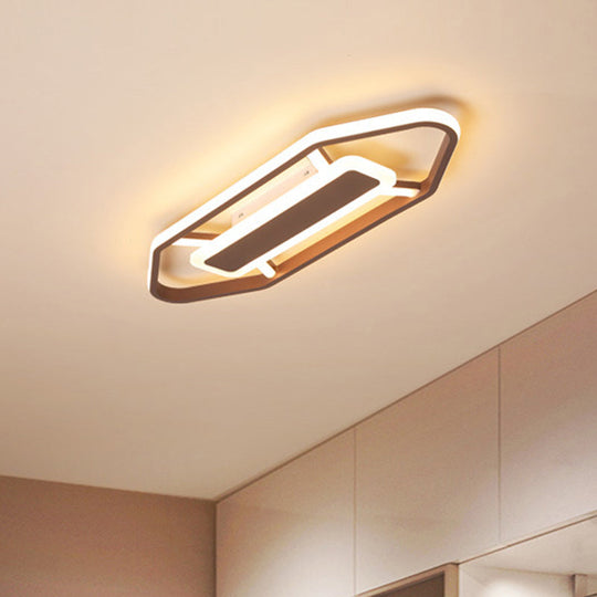 Minimalist Coffee Pencil Shape Ceiling Light - Led Metal Flush Mount Lighting (23.5/31.5/39)