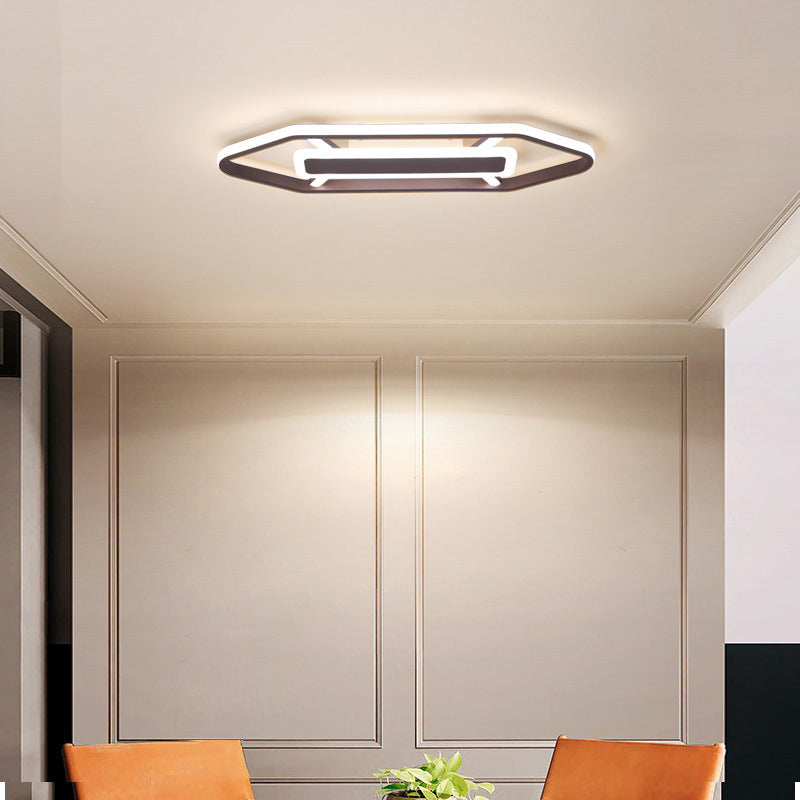 Minimalist Coffee Pencil Shape Ceiling Light - Led Metal Flush Mount Lighting