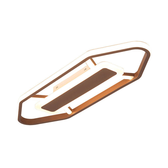 Minimalist Coffee Pencil Shape Ceiling Light - Led Metal Flush Mount Lighting