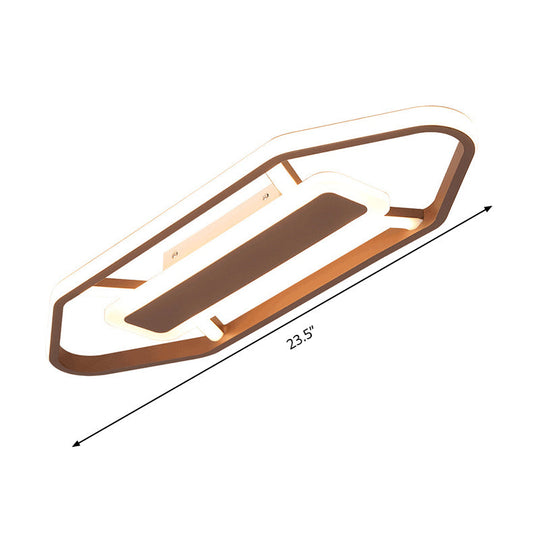 Minimalist Coffee Pencil Shape Ceiling Light - Led Metal Flush Mount Lighting