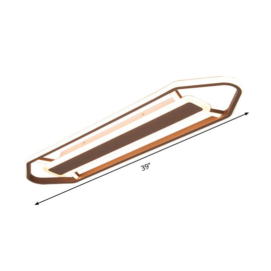 Minimalist Coffee Pencil Shape Ceiling Light - Led Metal Flush Mount Lighting (23.5/31.5/39)