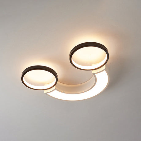 Nordic Led Ceiling Flush Light | Acrylic Black & White Smiley Design Remote Control Dimmable