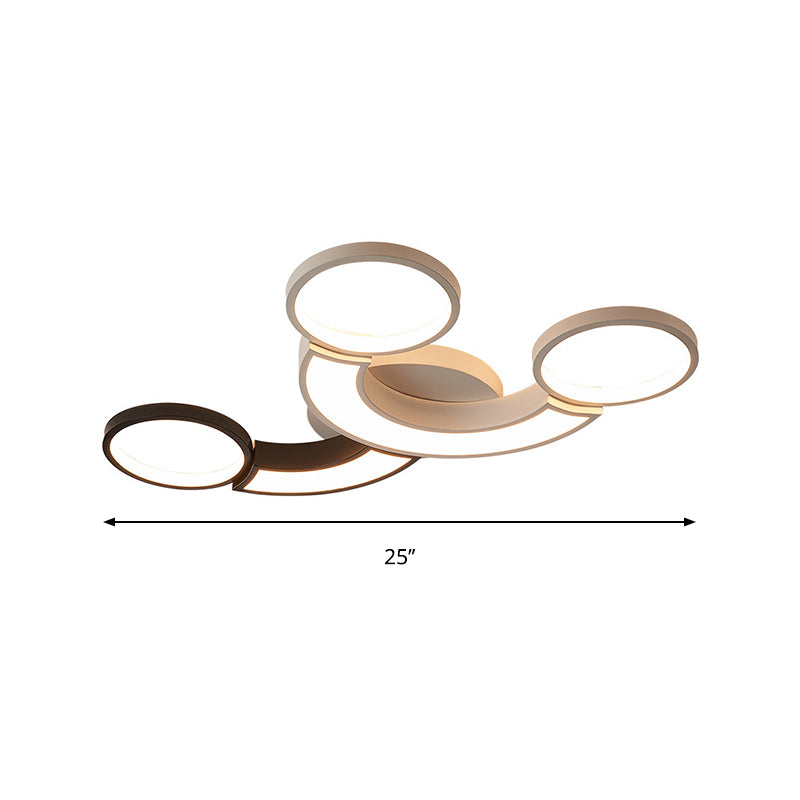 Modern Led Ceiling Lamp - Black & White 3 - Circle Light Metallic Finish Light/Remote Control