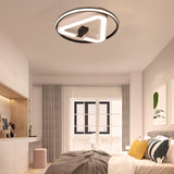 19’/22’ Triangle Bedroom Ceiling Lamp Acrylic Led Flush Mount Light Fixture In Black/White