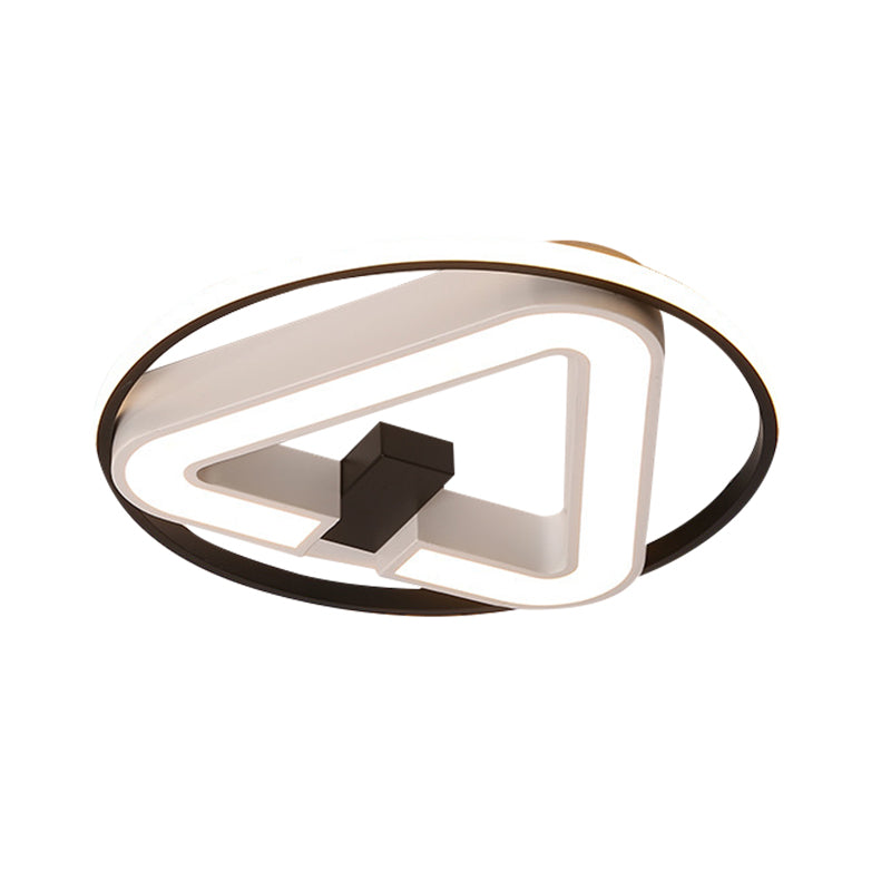 19’/22’ Triangle Bedroom Ceiling Lamp Acrylic Led Flush Mount Light Fixture In Black/White
