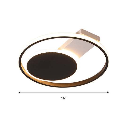 Sleek Black Orbit Ceiling Mount Light - Simplicity 16’/19.5’ Dia Led Slim Acrylic Flush