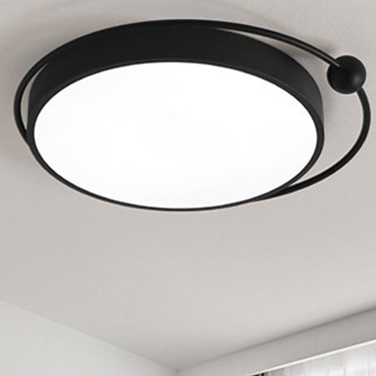 Round Black Led Flush Mount Ceiling Light In Warm/White - 18 Or 21.5 Diameter