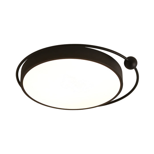 Round Black Led Flush Mount Ceiling Light In Warm/White - 18 Or 21.5 Diameter