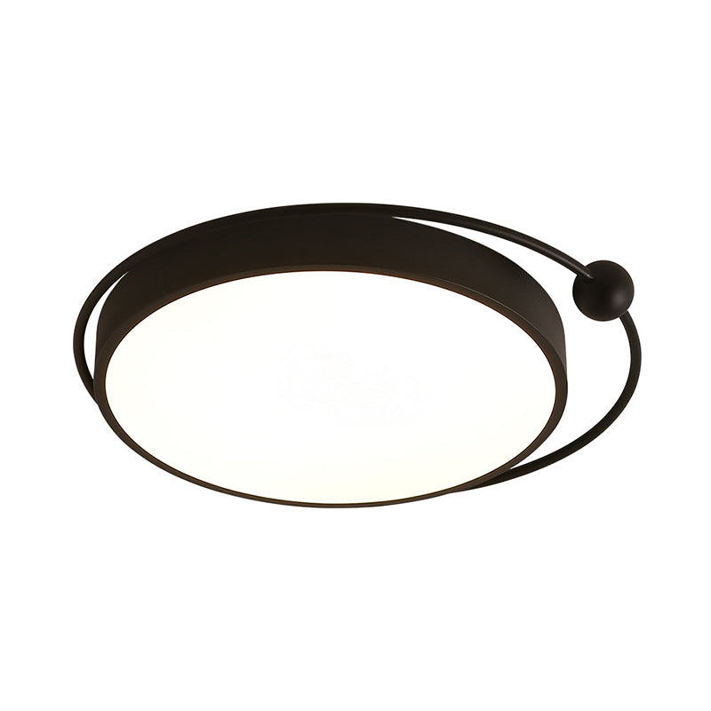 Round Black Led Flush Mount Ceiling Light In Warm/White - 18’ Or 21.5’ Diameter