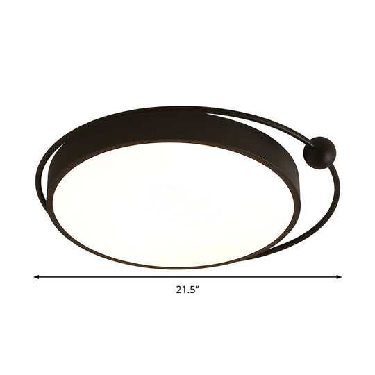 Round Black Led Flush Mount Ceiling Light In Warm/White - 18 Or 21.5 Diameter