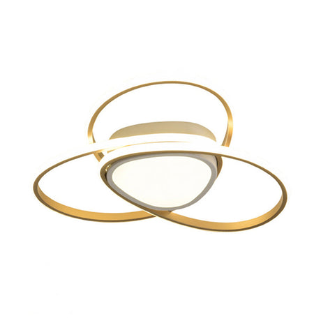 18’/21.5’ Contemporary Led Gold Finish Flush Mount Lamp - Acrylic Ceiling Light With 3 - Loop