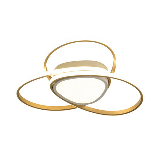 18’/21.5’ Contemporary Led Gold Finish Flush Mount Lamp - Acrylic Ceiling Light With 3 - Loop