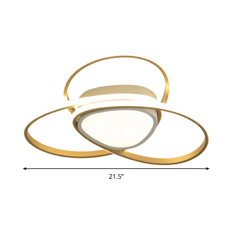 18’/21.5’ Contemporary Led Gold Finish Flush Mount Lamp - Acrylic Ceiling Light With 3 - Loop